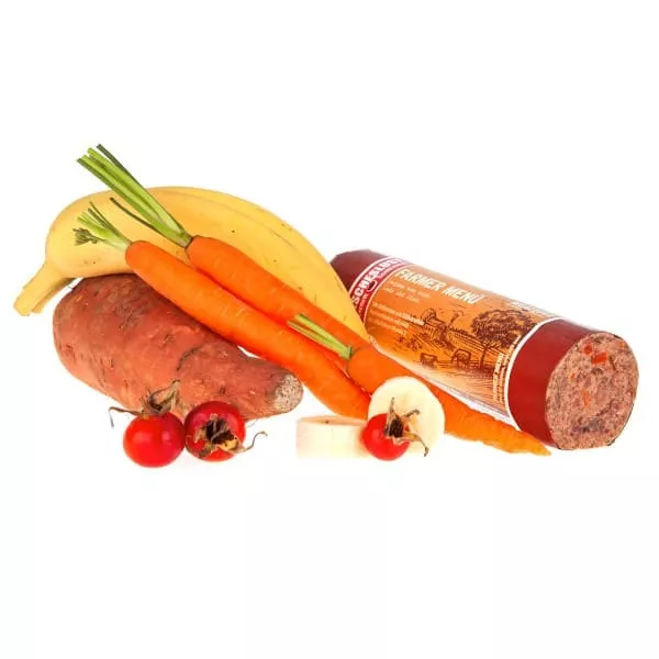 Farmer Menü Huhn, Rind und Lamm mit Süßkartoffel und Hüttenkäse 400g